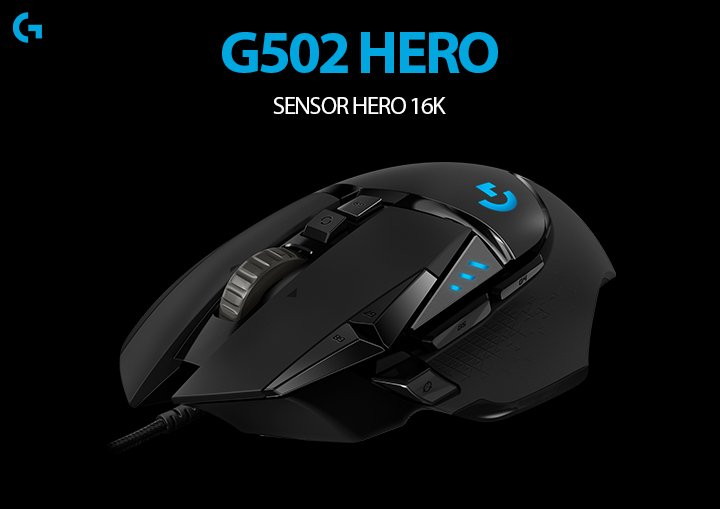 Mouse Gamer Logitech G502 Hero 16K, RGB Lightsync, 11 Botões, 16000 DPI