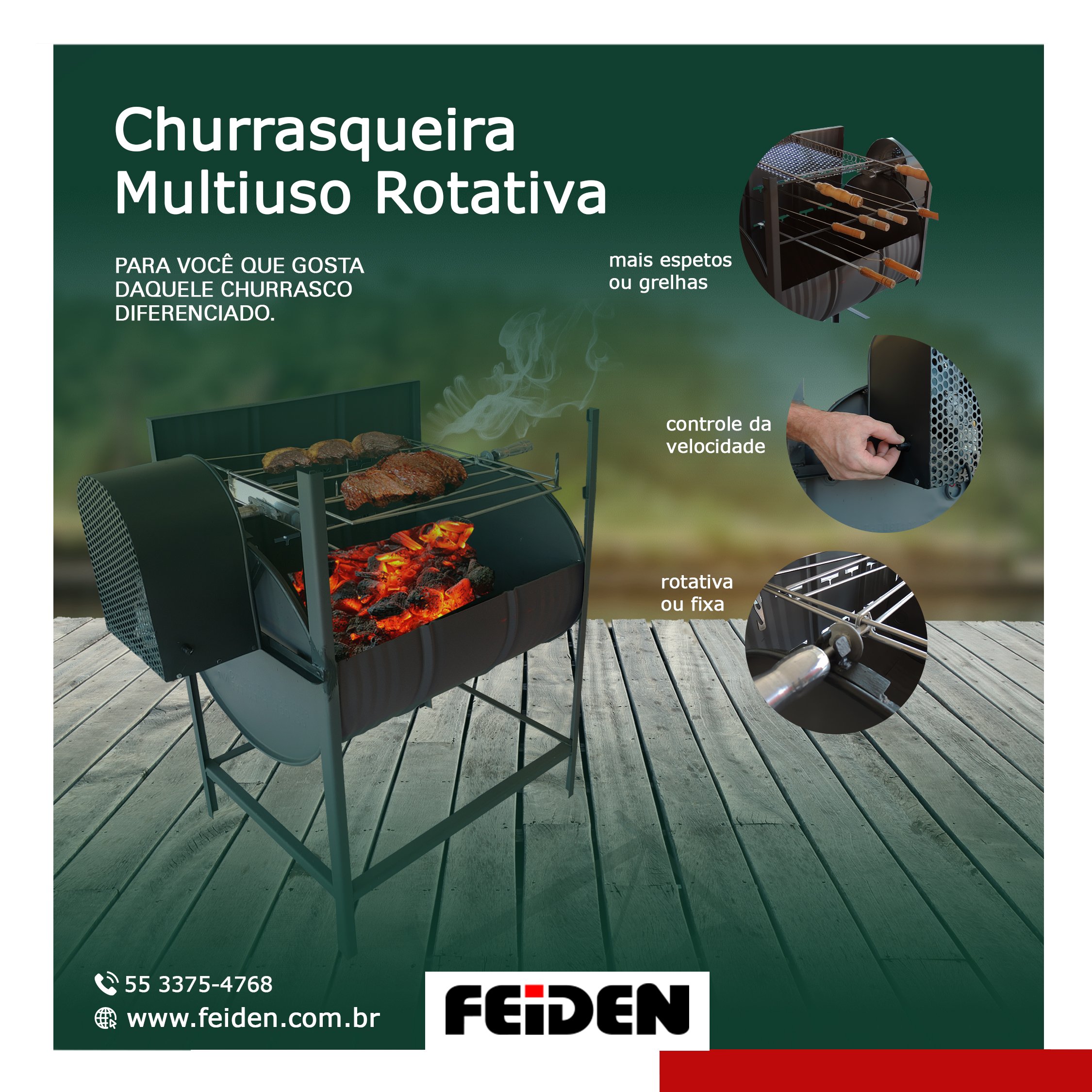 Feiden: Conheça a churrasqueira multiuso rotativa | Feiden