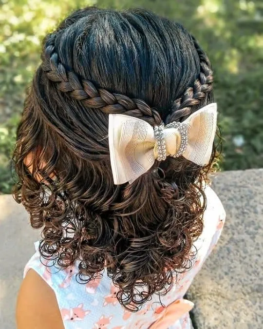 RÁPIDO E FÁCIL] penteado para cabelo cacheado com tranças / infantil 