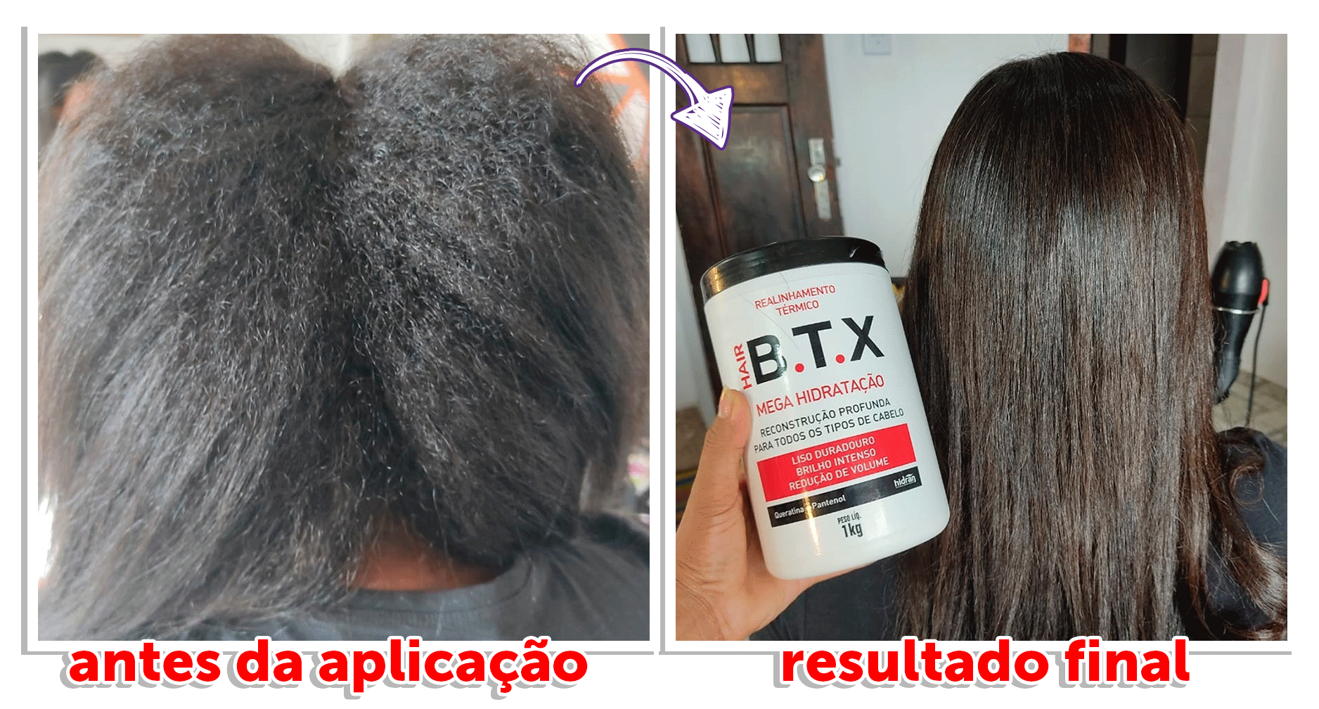 Resultado Botox Capilar Hair BTX Mega Hidratração